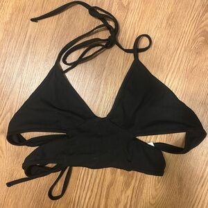 Black Triangle Top With Cutouts and Tie Back